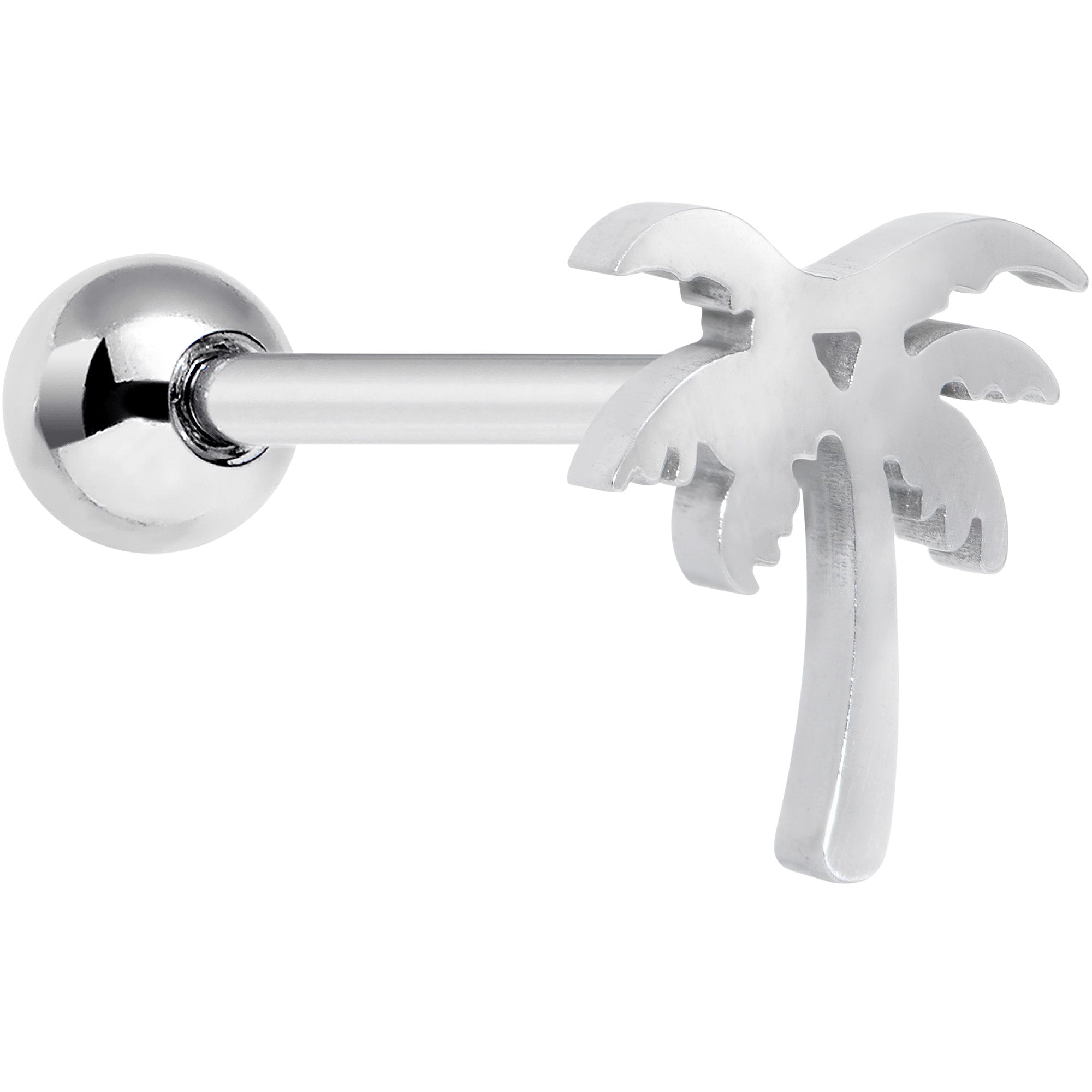 Image of 316L Surgical Steel Tropically Trendy Palm Tree Barbell Tongue Ring