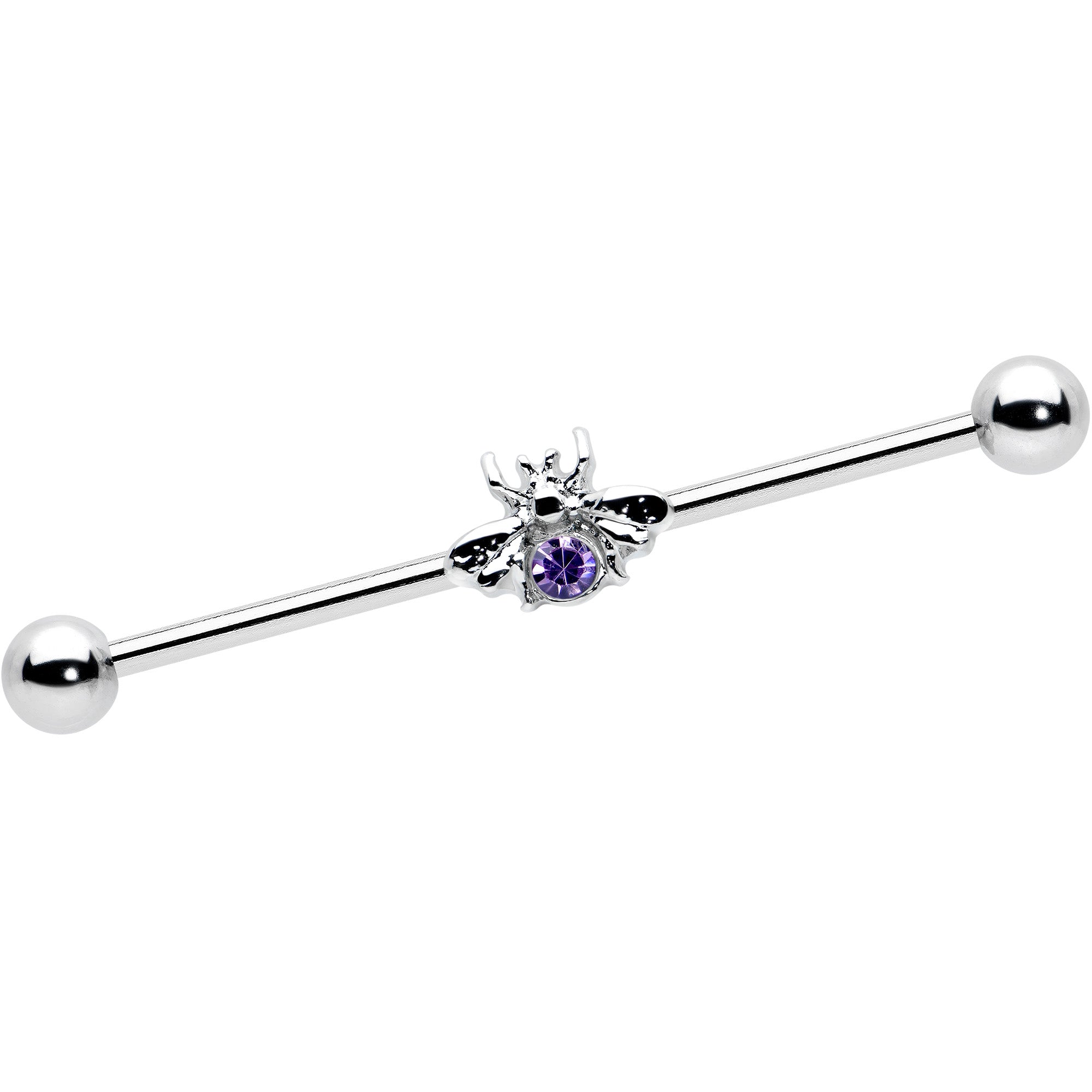 Image of 14 Gauge Purple Gem Bee Beautiful Insect Industrial Barbell 38mm