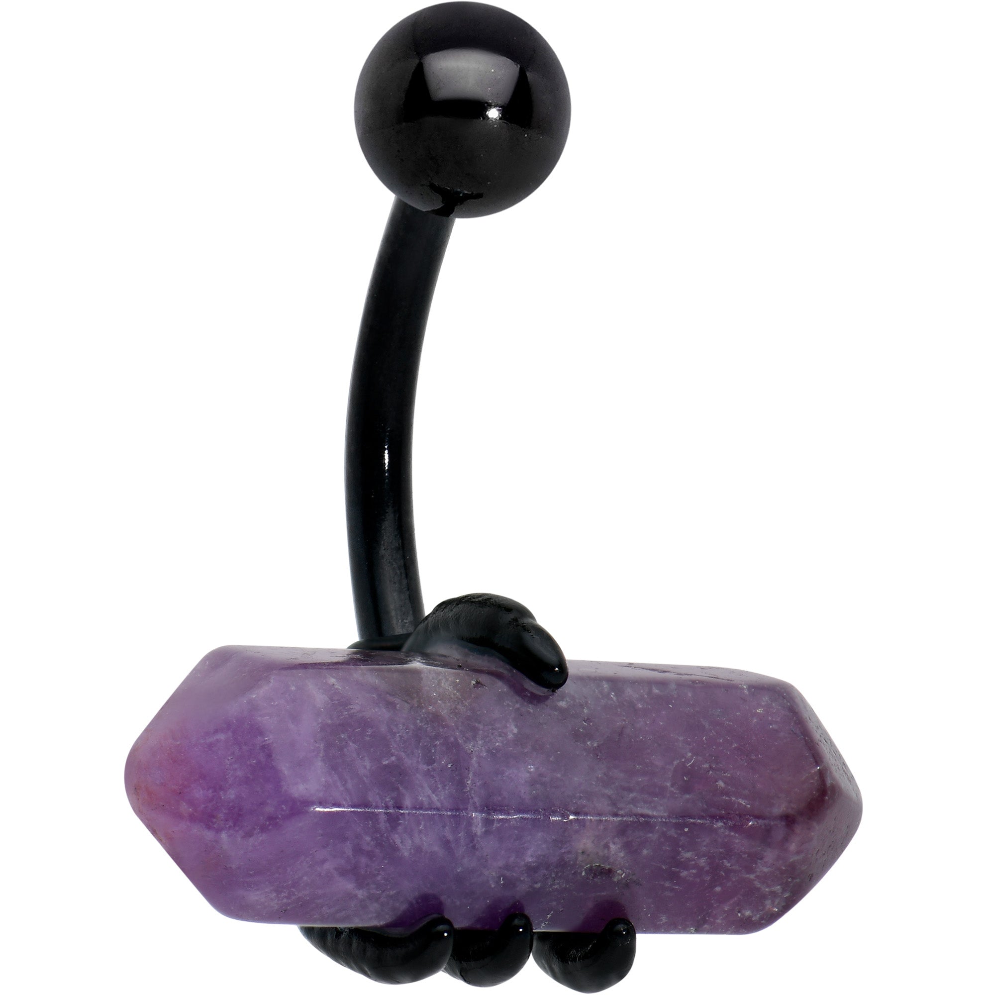 Image of Purple Amethyst Stone Black Claw Belly Ring