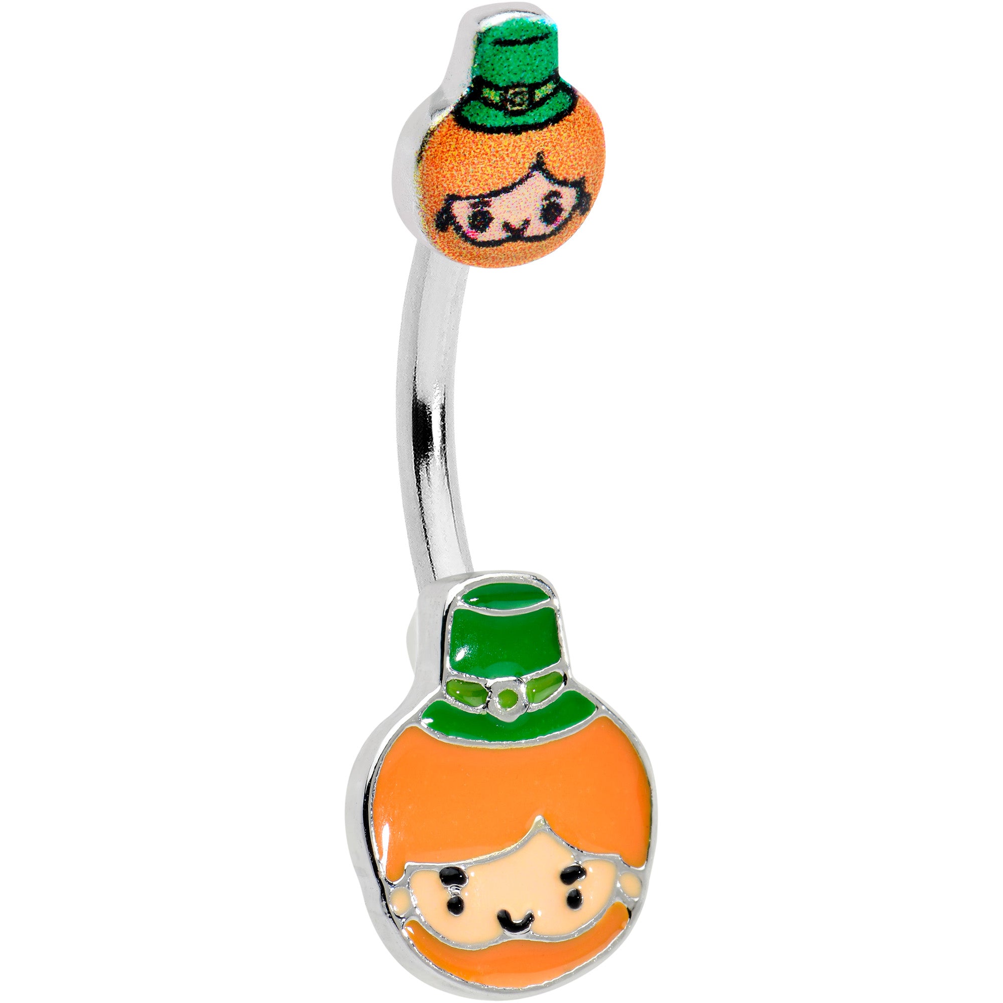 Image of Sweet Happy Leprechaun St Patricks Day Double Mount Belly Ring