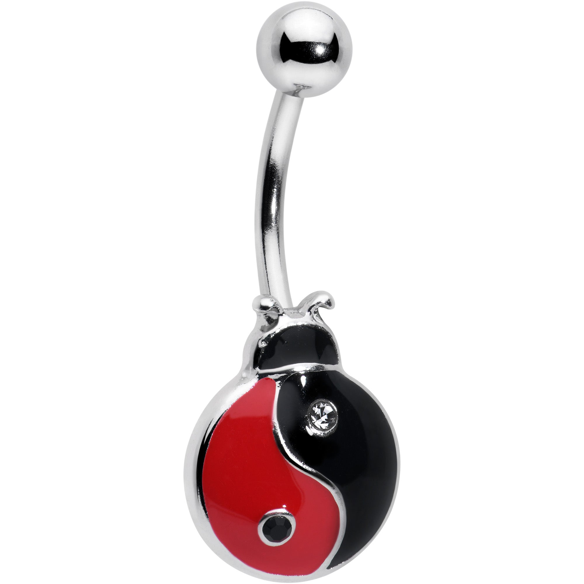 Image of Clear Gem Ladybug Yin Yang Belly Ring