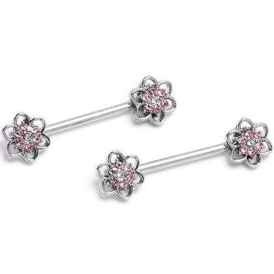 14 Gauge 1/2 Clear CZ Gem Threadless Barbell Nipple Ring Set – BodyCandy