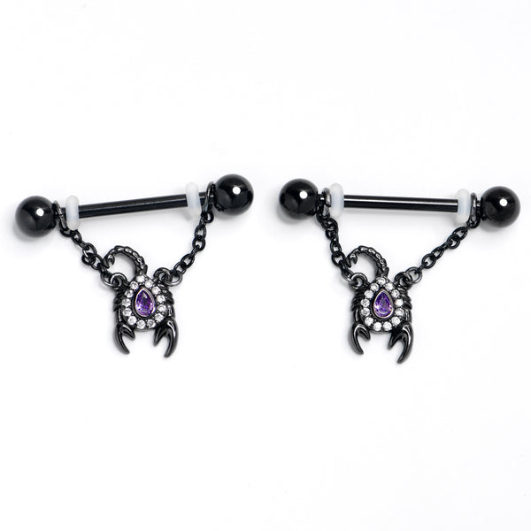 14 Gauge 18mm Rainbow Love Forever Chain Dangle Nipple Ring Set