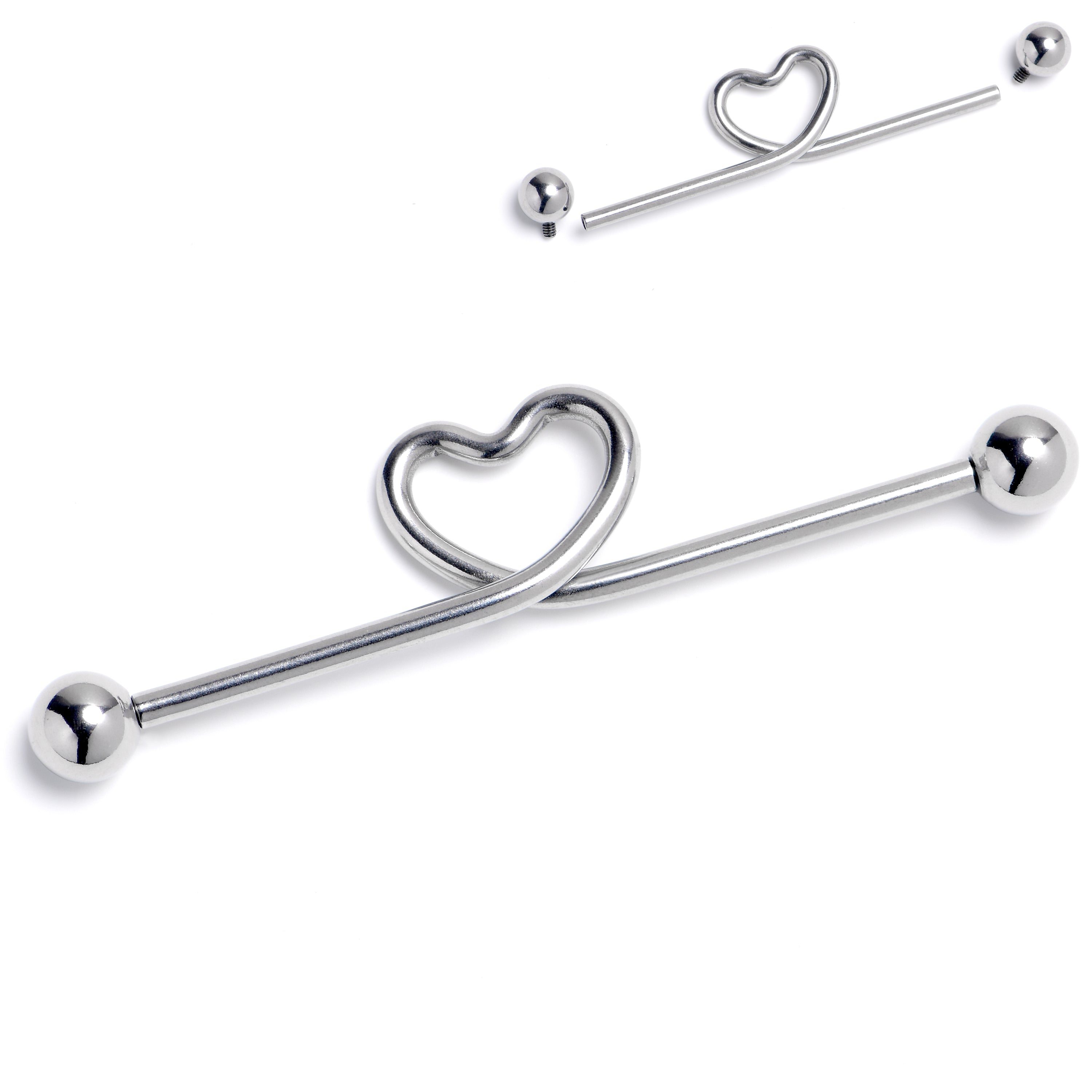 Image of 14 Gauge Internally Threaded Heart Loop Project Bar 38mm