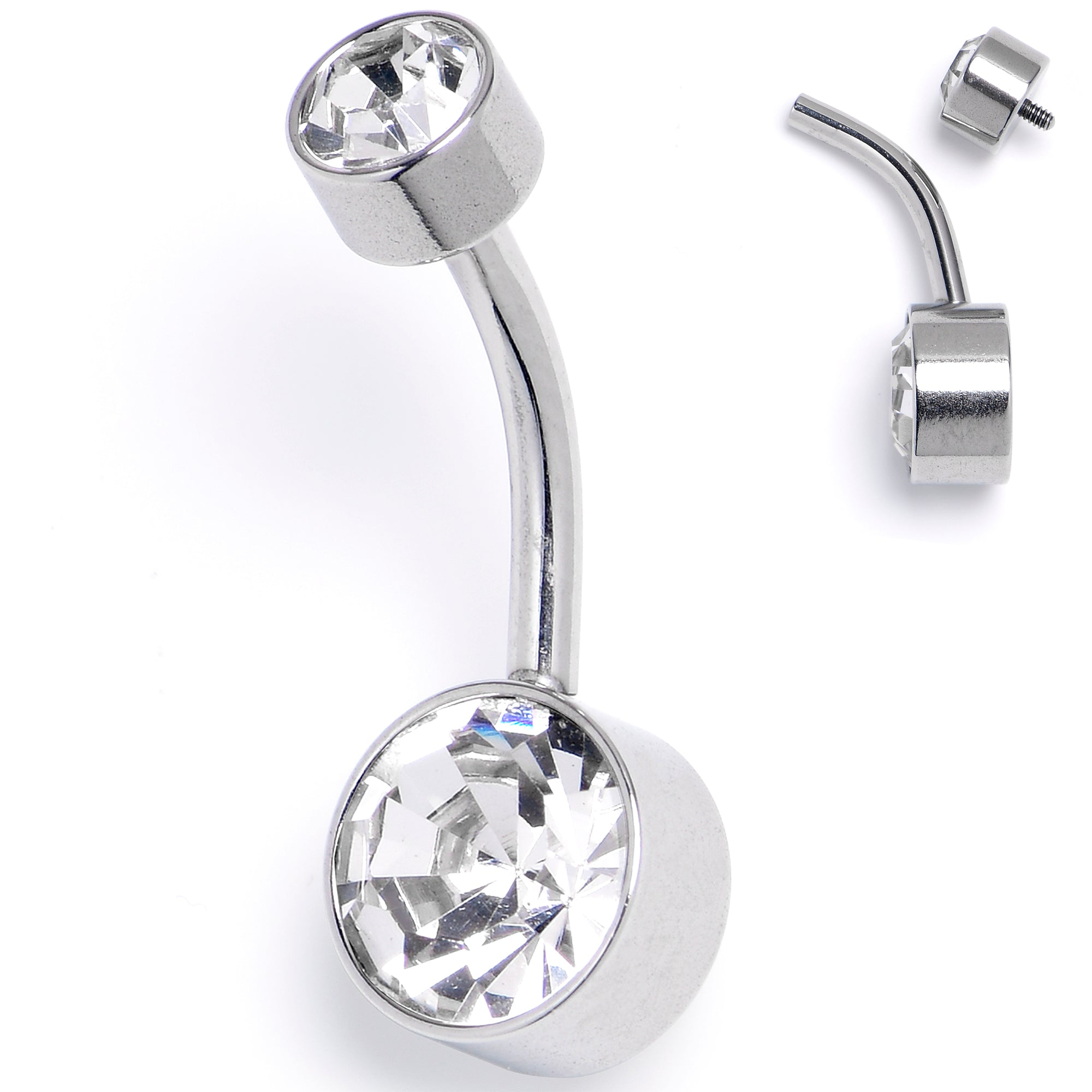 Image of Clear Gem Internally Threaded Simple Belly Ring