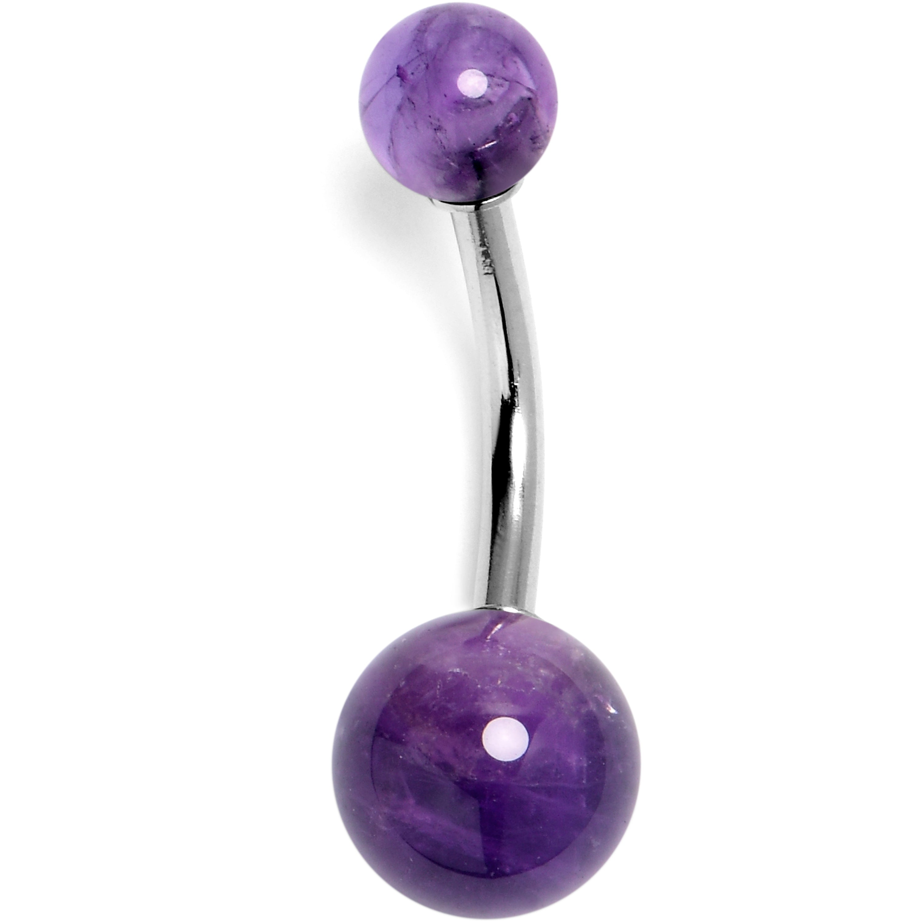 Image of 14 Gauge 3/8 Amethyst Natural Stone Belly Ring