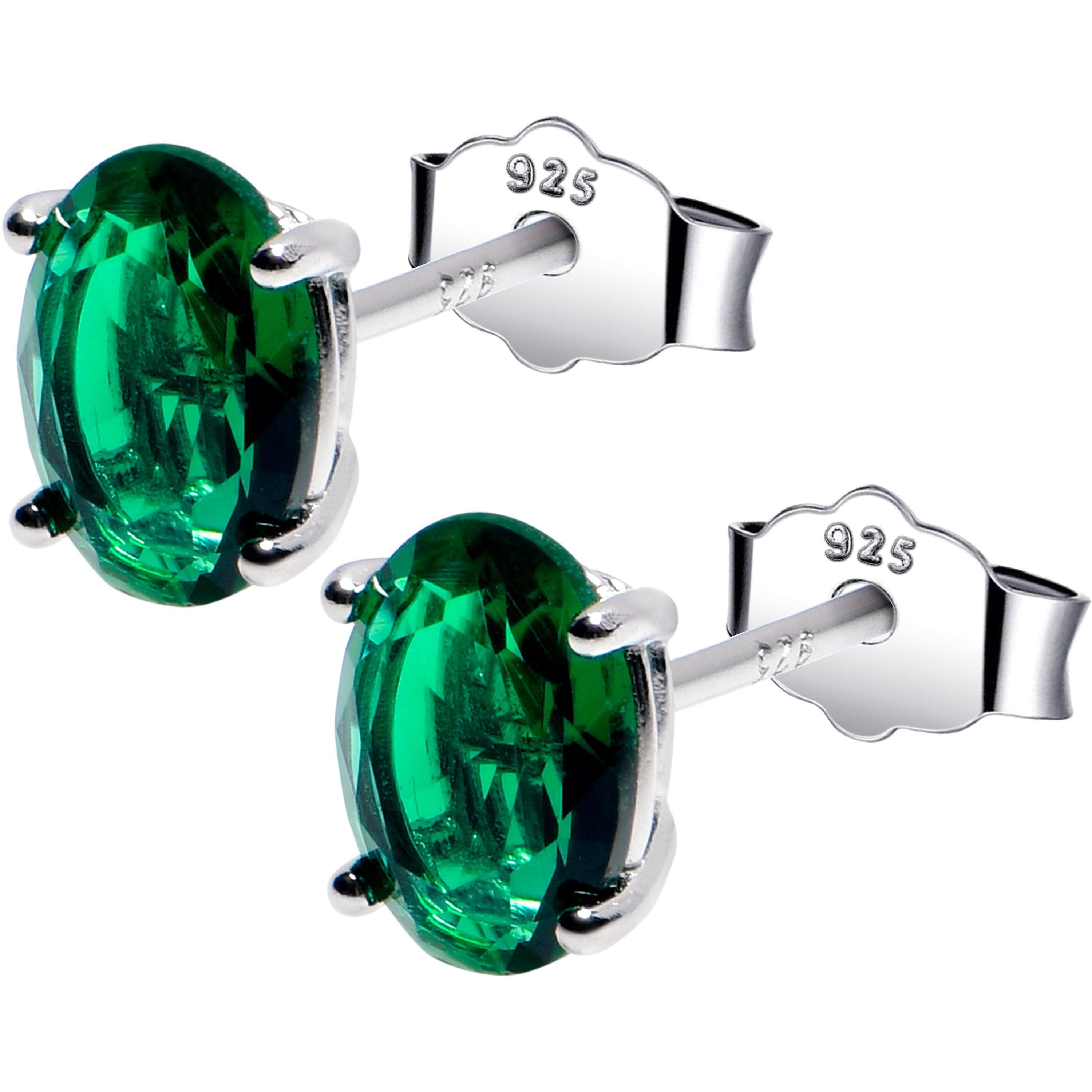 5mm CZ Pear 925 Sterling Silver May Birthstone Stud Earrings