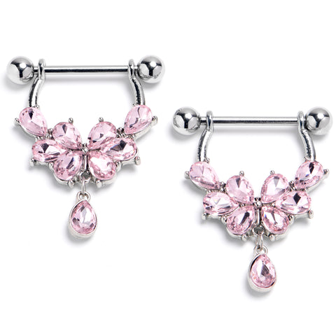 Y2K Bling Pink Hearts Crystals Barbell Nipple Rings Set – SugarAndVapor