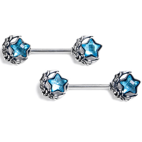 A Set of Sun and Crescent Moon Nipple Barbell. Nipple 