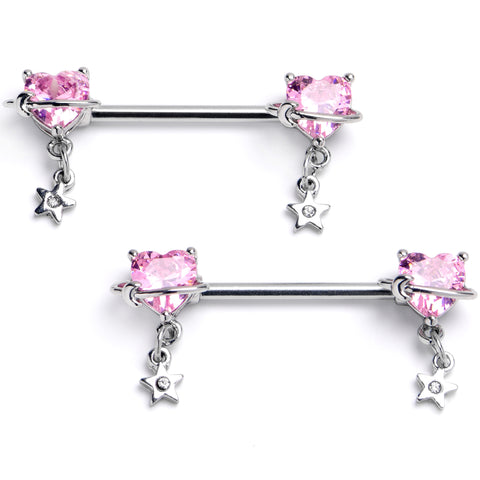 Y2K Bling Pink Hearts Crystals Barbell Nipple Rings Set – SugarAndVapor