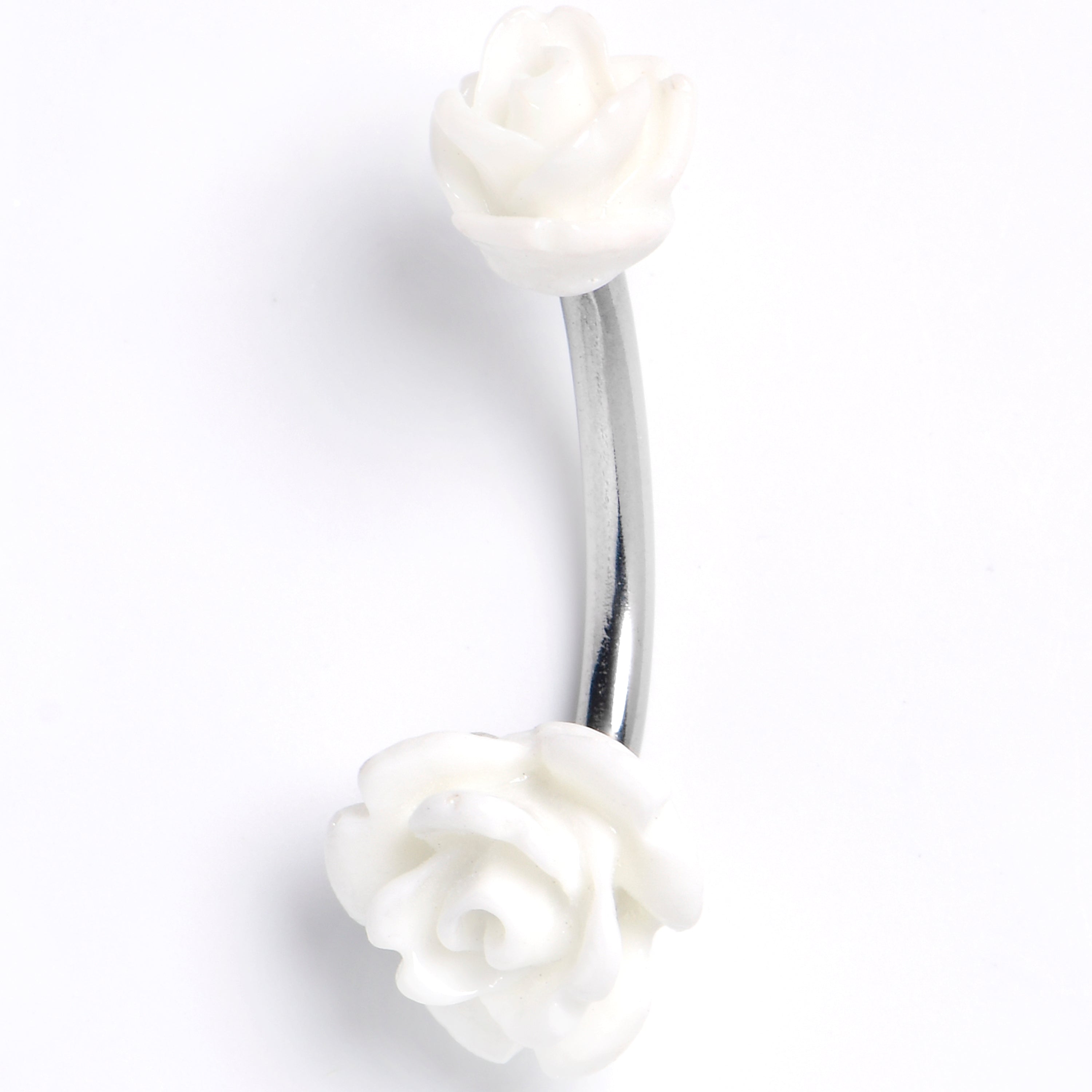 Image of Open Bloom Rose White Double Mount Belly Ring