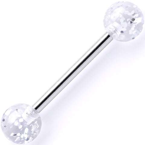 Clear Acrylic Ball Glitter Barbell Tongue Ring – BodyCandy