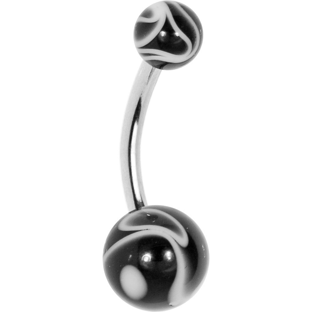 White Acrylic Swirl Belly Ring 