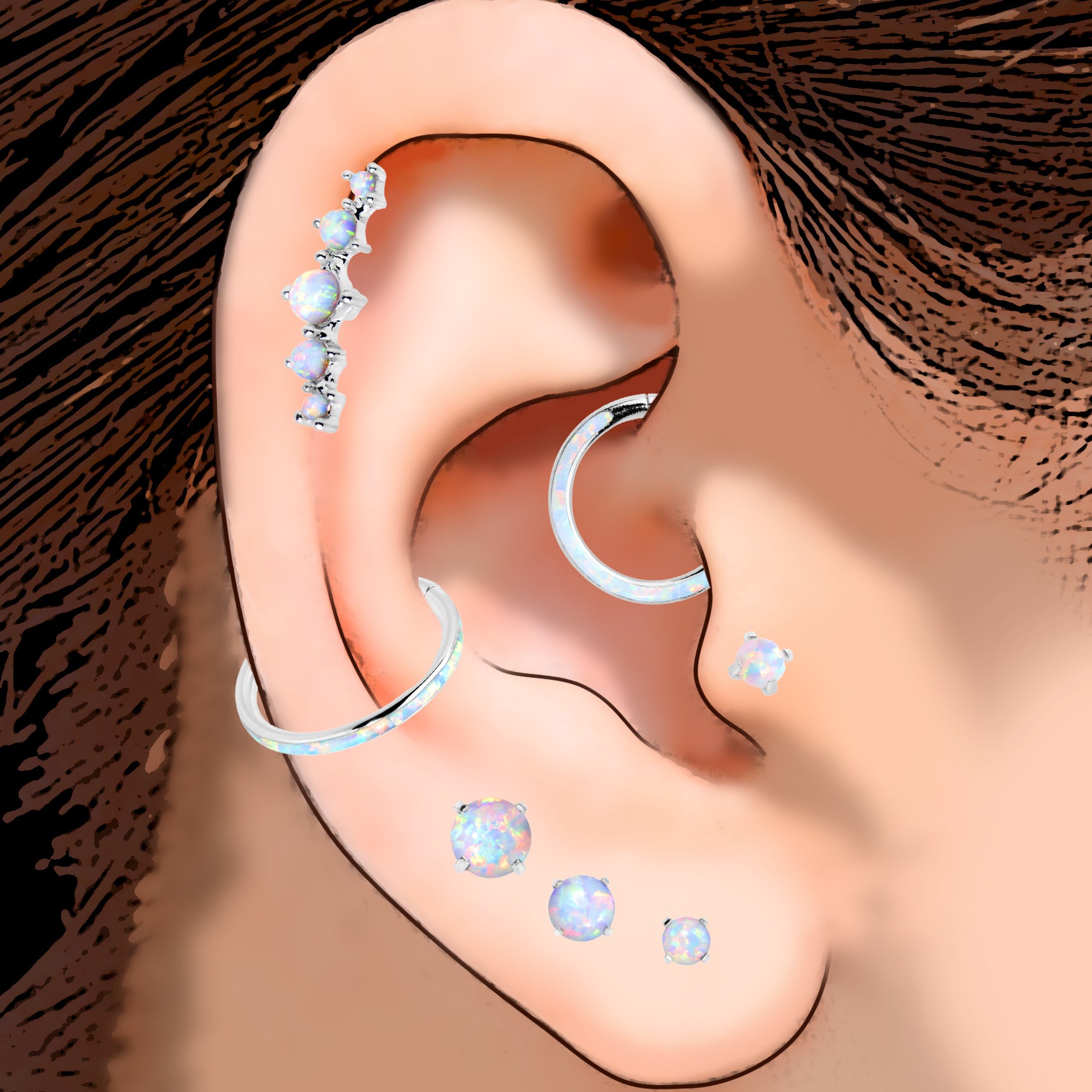 Image of White Opal Ear Curation