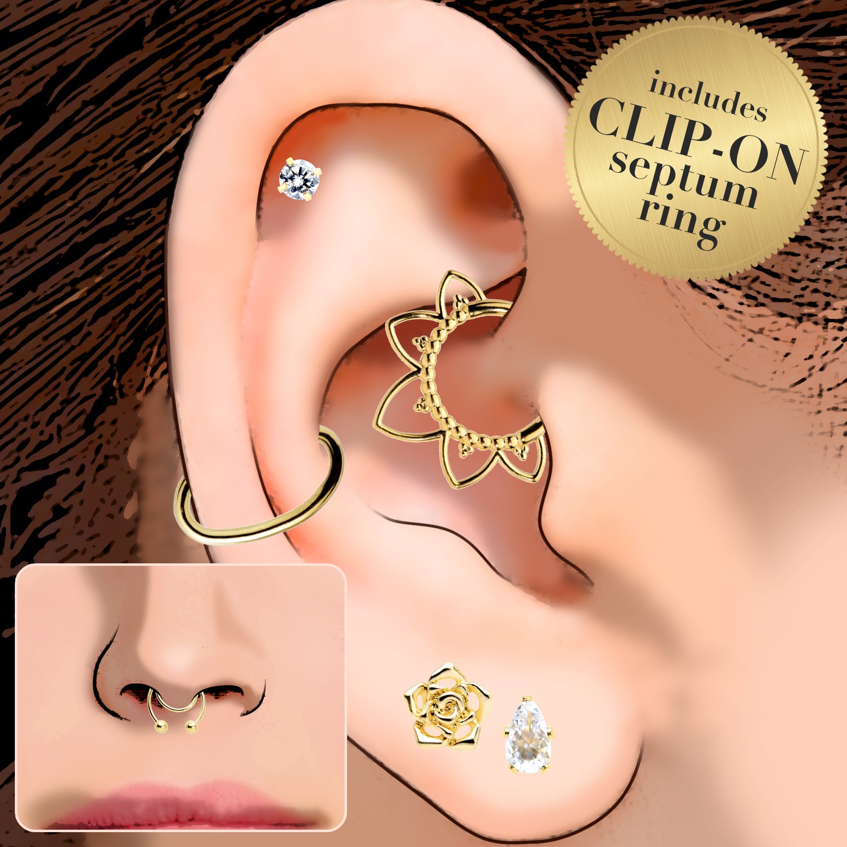 Image of Shine Bright Ear and Fake Septum Curation