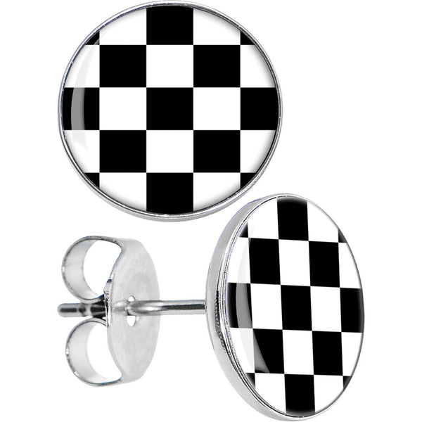 Black and White Checkered Stud Earrings – BodyCandy