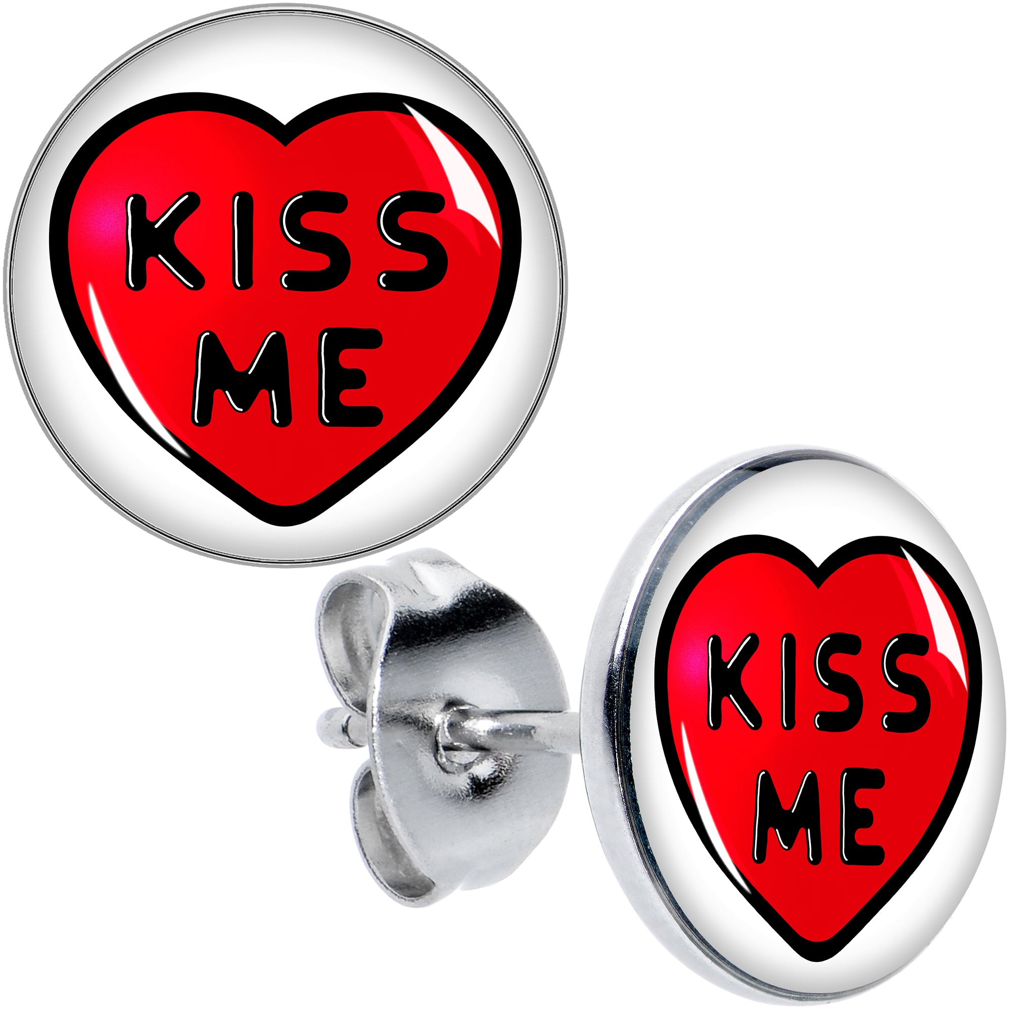 Image of Kiss Me Candy Heart Stud Earrings