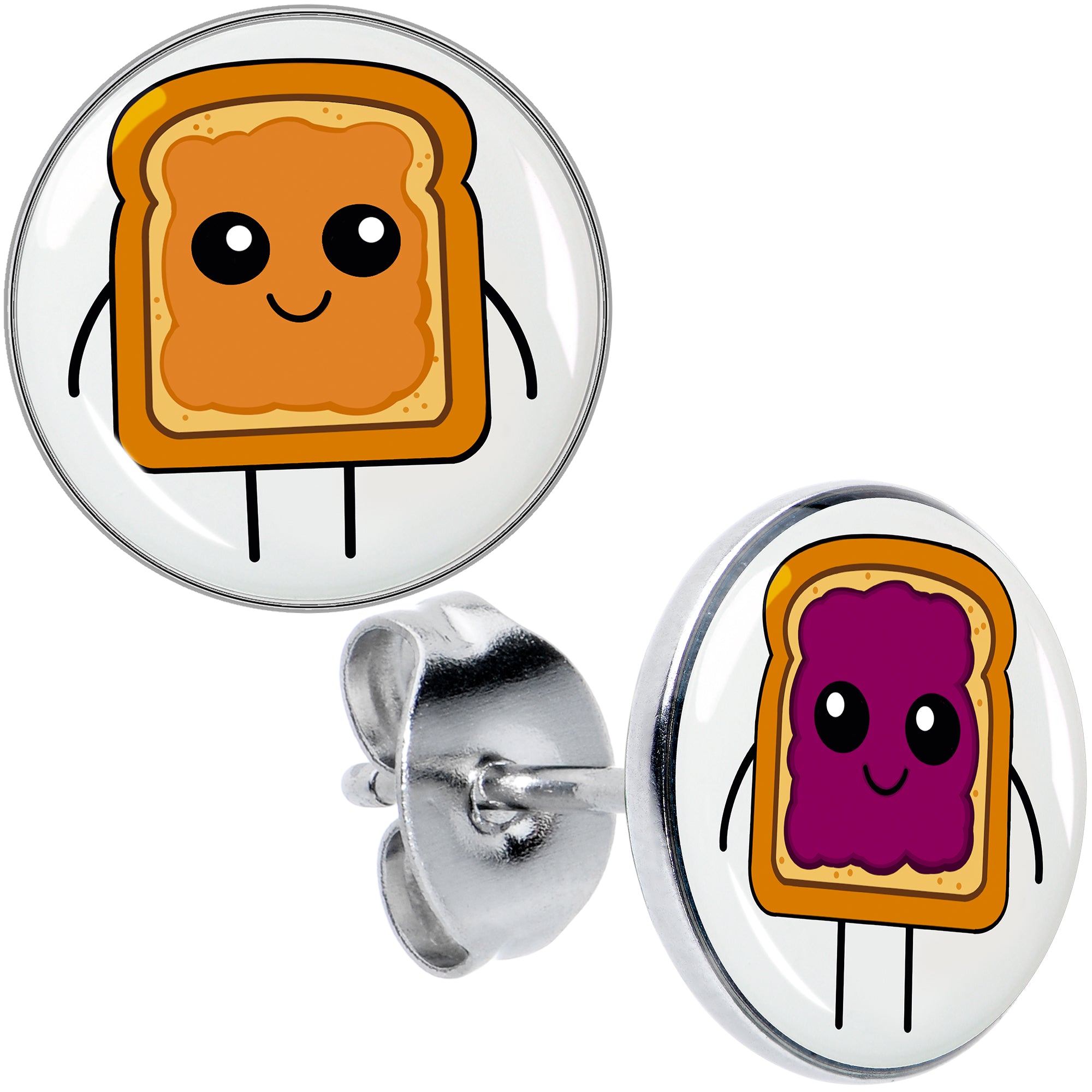 Image of PB and J Peanut Butter and Jelly Sandwich Stud Earrings