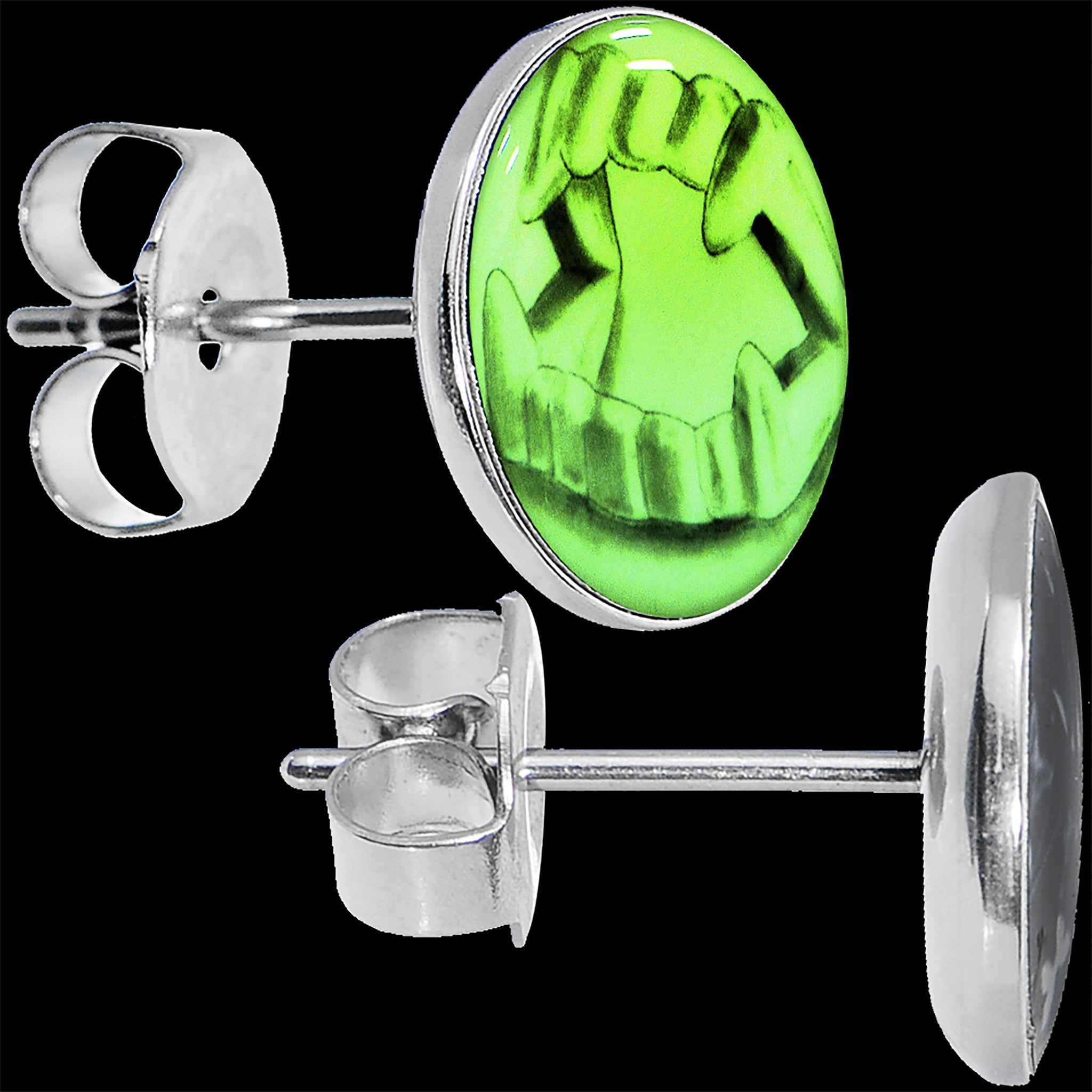 Webbed Skull Glow in the Dark Stud Earrings