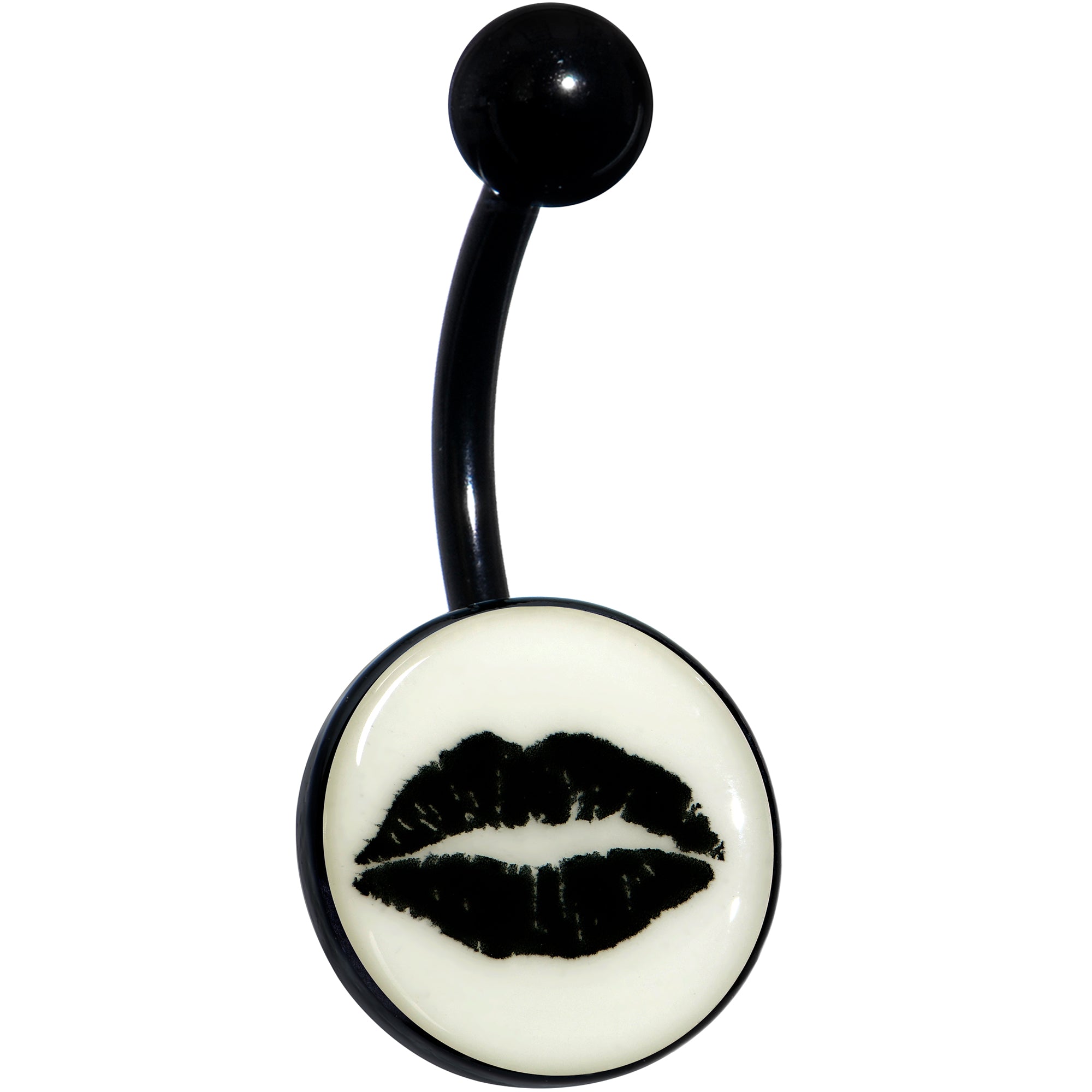 Image of Black Glow in the Dark Lipstick Kiss Mark Belly Ring