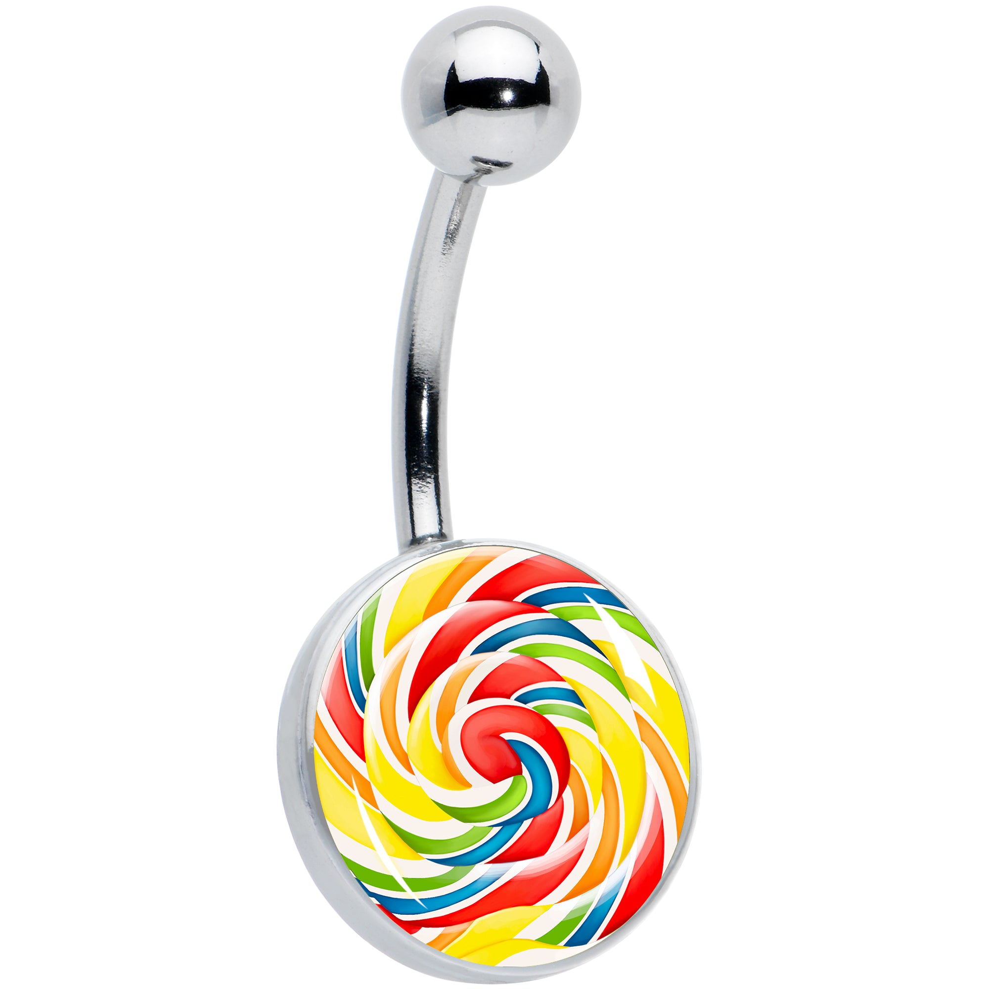 Image of Rainbow Swirl Lollipop Belly Ring