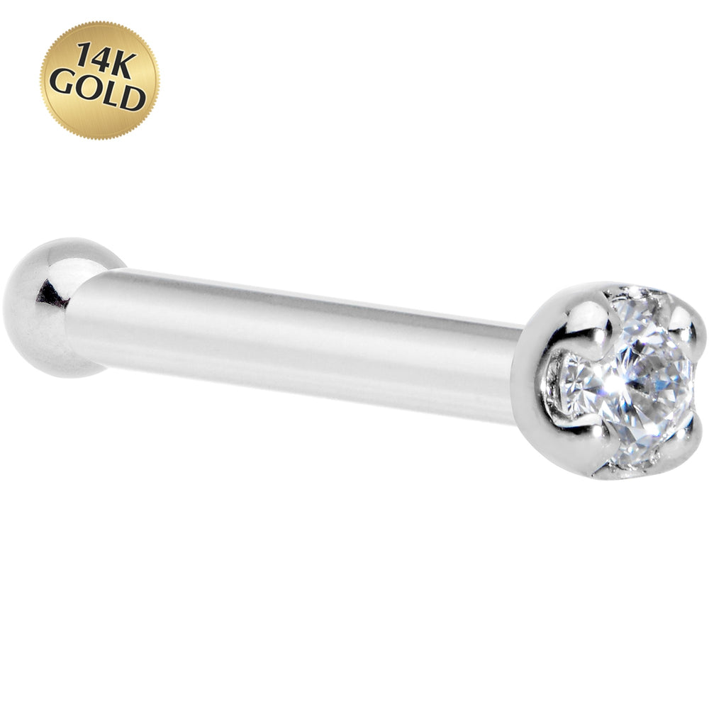 14k Solid Gold Nose Stud with Diamond CZ Small Micro Nose Bone Stud Fl –  Massete