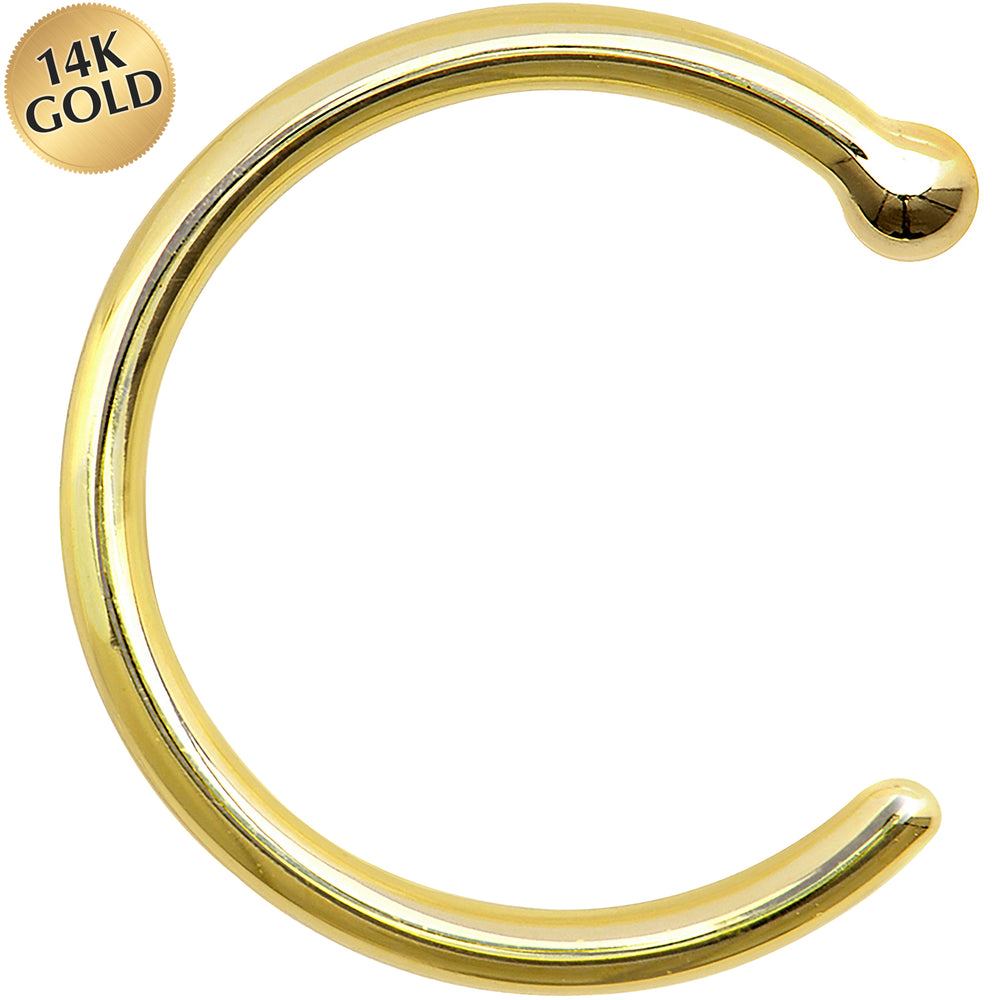 18 Gauge 5/16 Solid 14KT Yellow Gold Nose Hoop