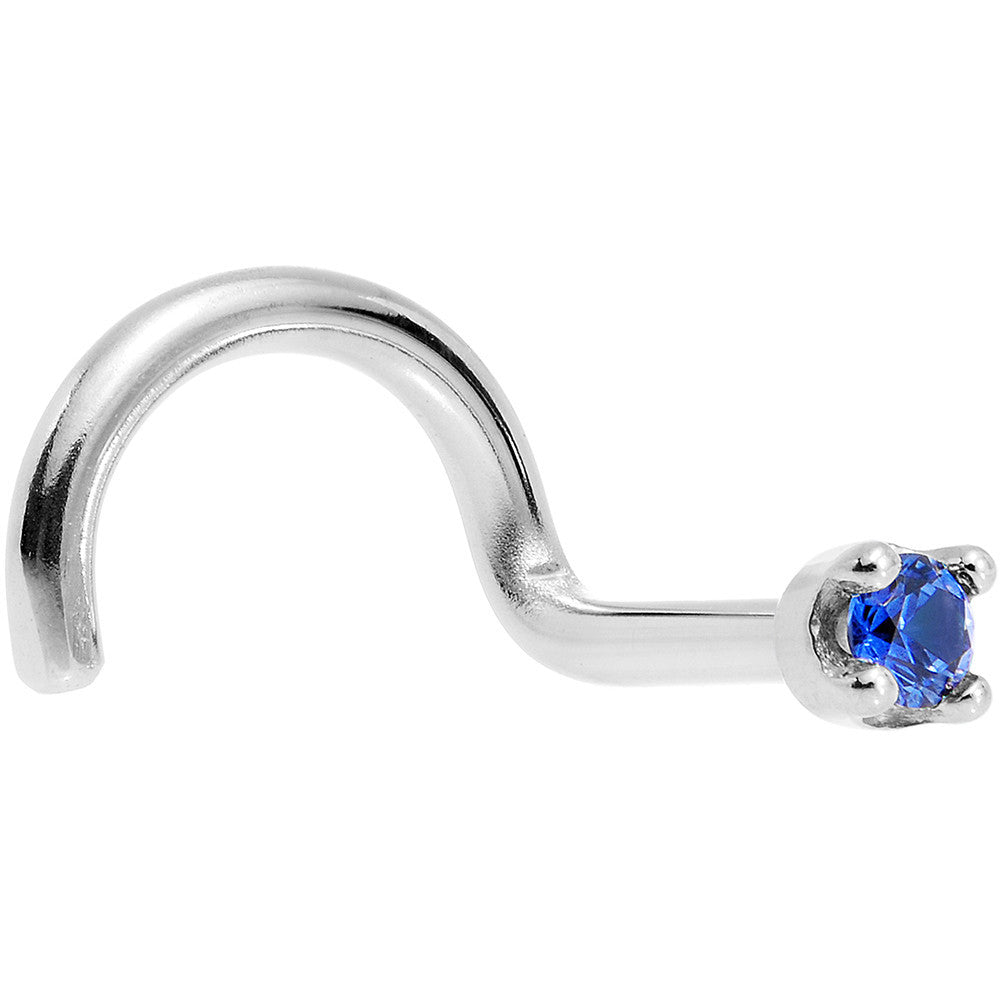 Solid 14KT White Gold (May) 1.5mm Genuine Emerald Nose Ring