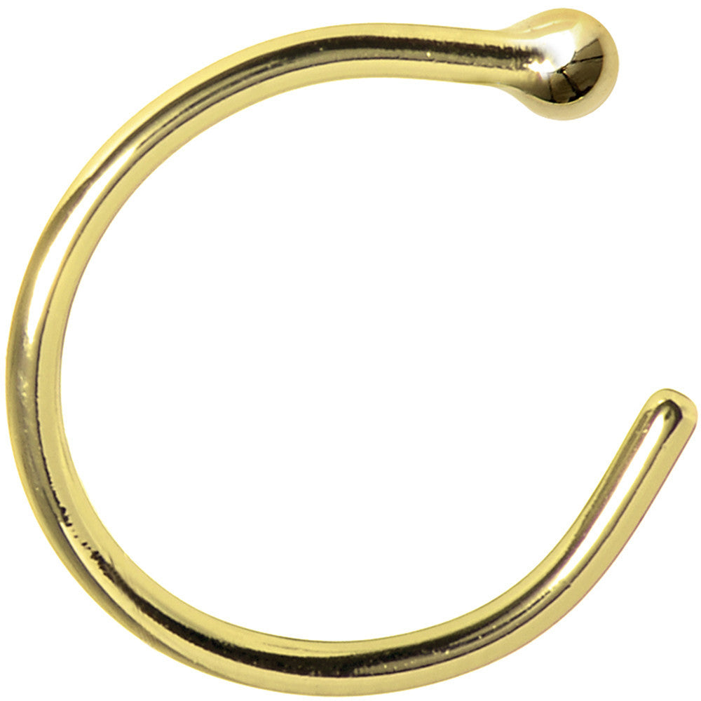 18 Gauge 5/16 Solid 14KT Yellow Gold Nose Hoop