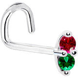 14kt White Gold Red Green 1.5mm CZ Marquise Nose Ring – BodyCandy