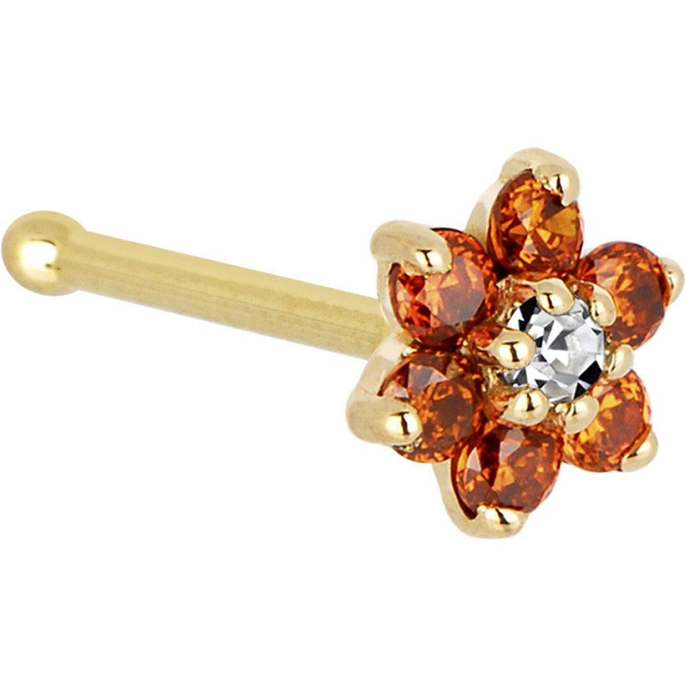 21k Pure Gold Floret Nose Pin - Handcrafted with a Delicate Flower