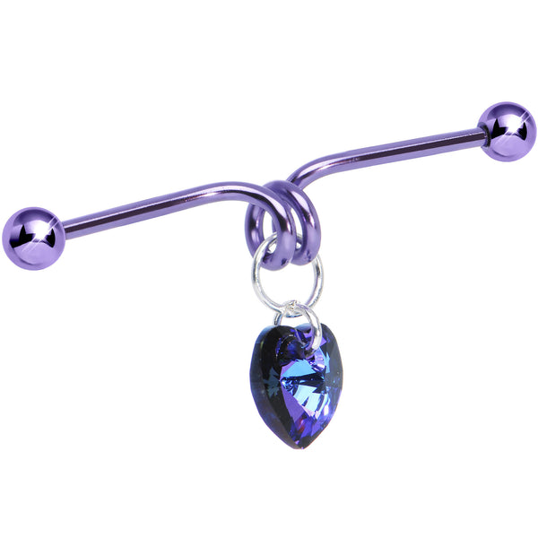 Purple Heart Dangle Industrial Barbell Made with Crystals 40mm – BodyCandy