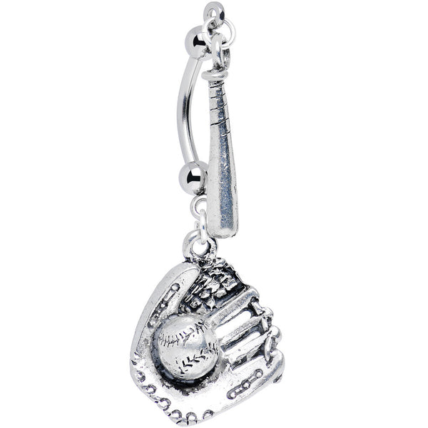 Handcrafted Take Me to the Game Baseball Double Mount Belly Ring ...