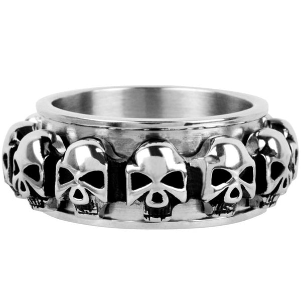 INOX Jewelry 316L Stainless Steel Skull Spin Ring – BodyCandy