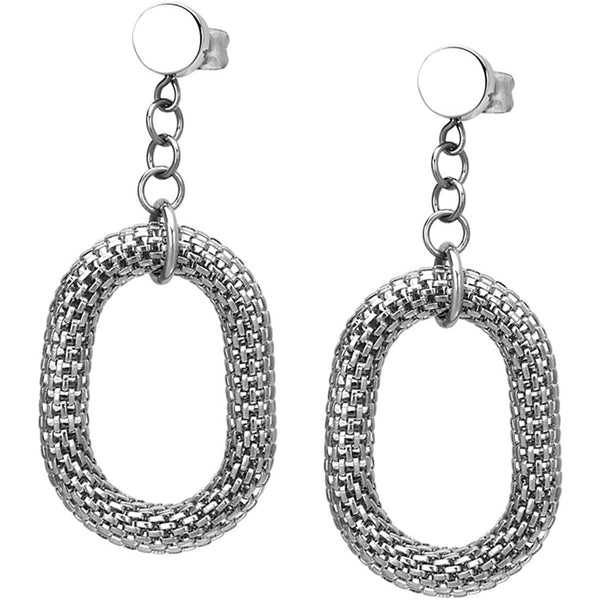 Inox Jewelry Women's 316L Stainless Steel Mesh Oval Dangle Earrings ...