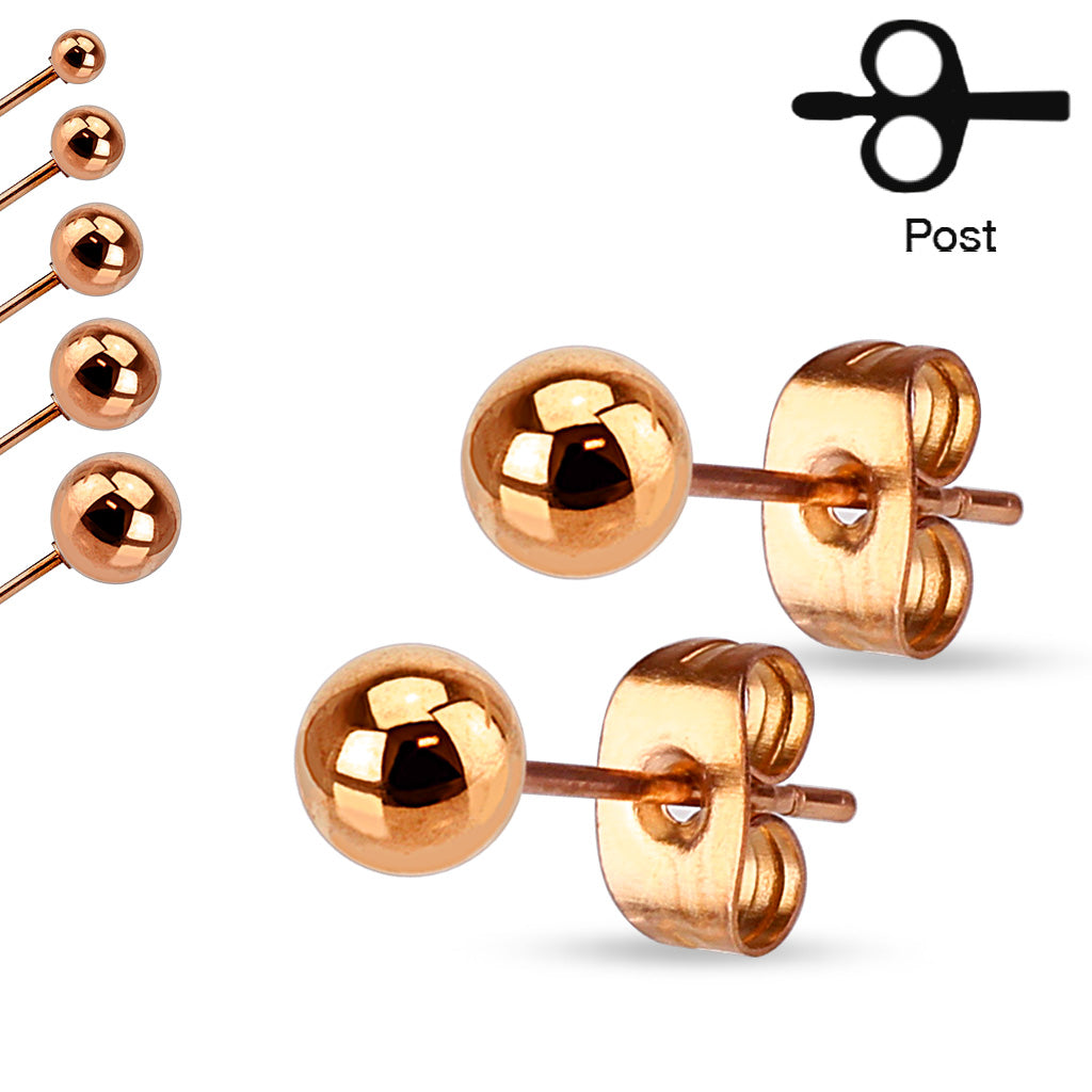 Stainless steel earring post ball stud with loop in various sizes - Go –  Heart of Glass