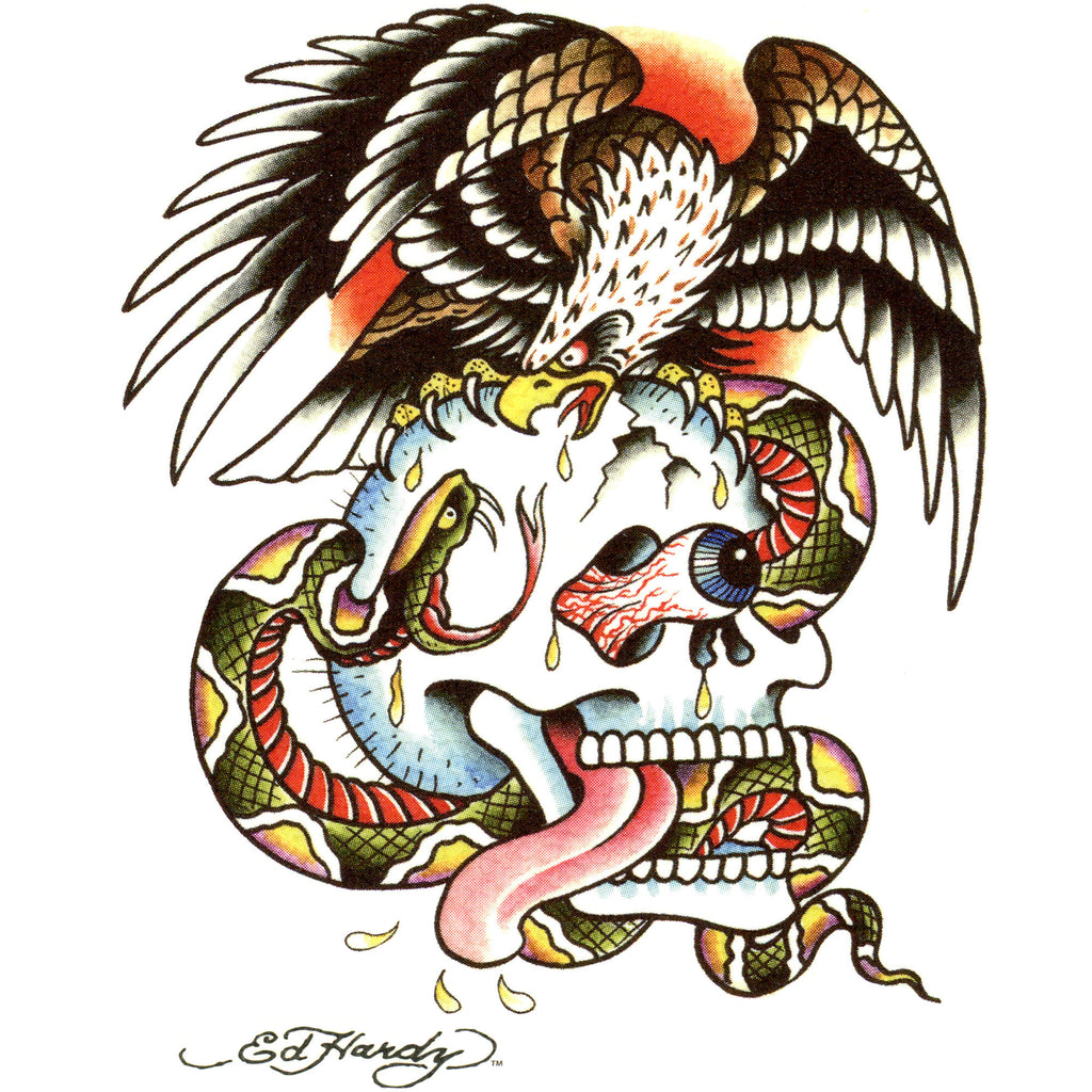 Ed Hardy Skull Eagle Temporary Tattoo Bodycandy