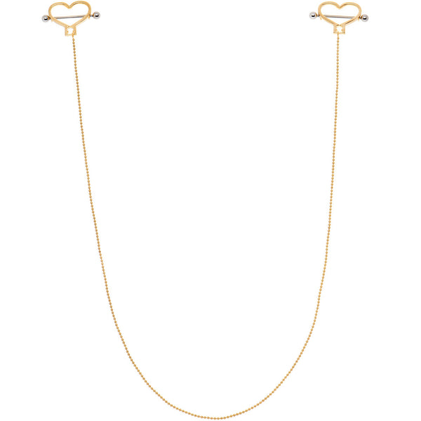 Gold Tone Heart to Heart Dangle Nipple Chain – BodyCandy