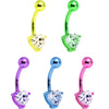 Clear Cubic Zirconia Gem Multicolor Heart Belly Ring Set of 5