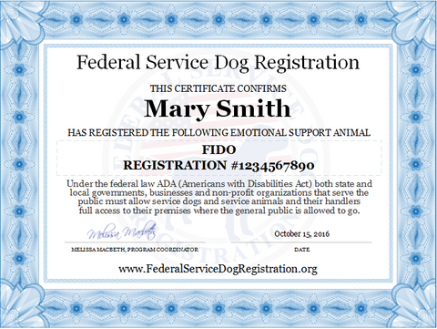 register esa dog free