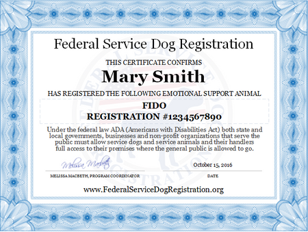 service dog registration emotional support