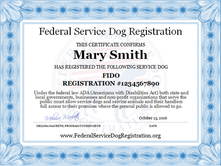 ada registration for service dogs