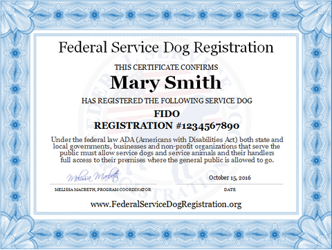 federal service dog registration