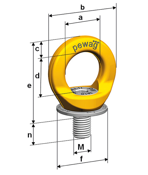 Pewag PLGWI-PSA stainless steel fall protection anchorage eye bolt