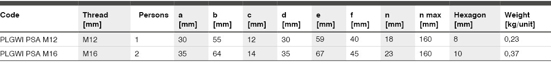 Pewag PLGWI-PSA dimensions