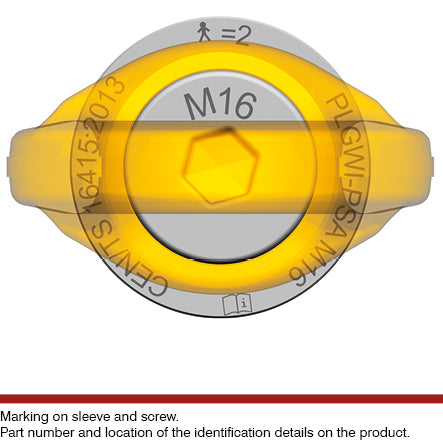 Pewag PLGWI-PSA stainless steel fall protection anchorage eye bolt markings