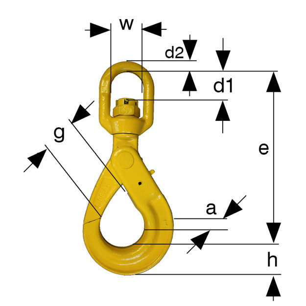 LINX-8 Grade 8 Eye Safety Locking Swivel Hook (SVH) EN1677-1 + 3