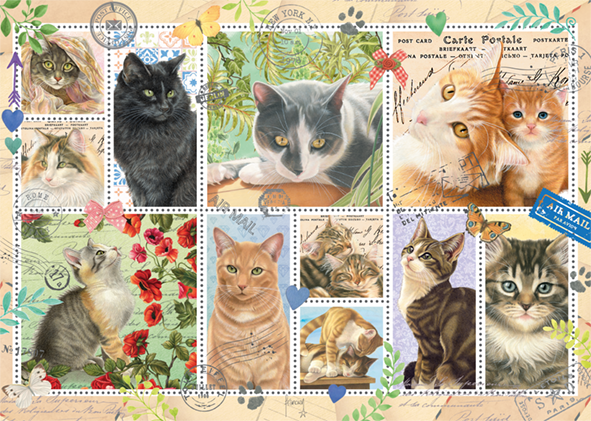 Cat Stamps 1000 Piece Jigsaw Puzzle