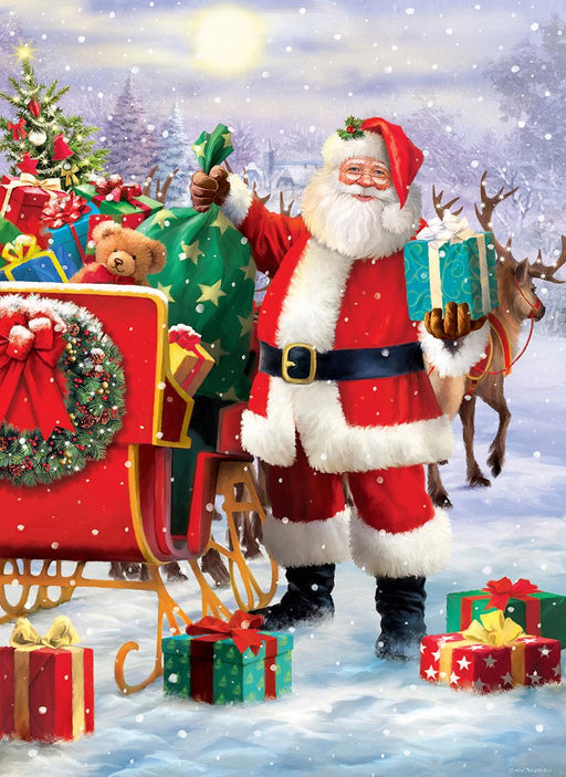 Details about   CHRISTMAS JIGSAW PUZZLE 'SANTA'S MENAGERIE" 1000 PIECES 20" X 27" M CORTI WOLVE 
