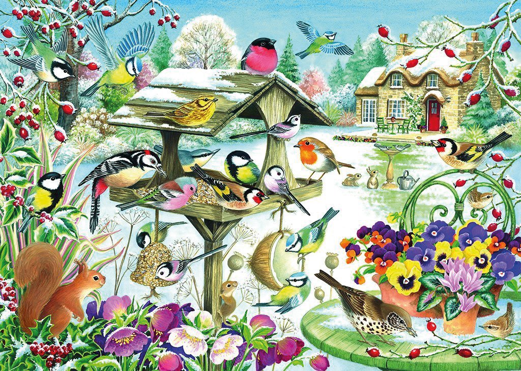 Winter Garden Birds 500 Piece Jigsaw Puzzle